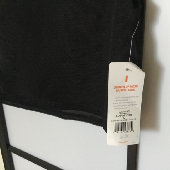 Lucy, size medium, black sheer mesh, crop v neck tank top - Picture 3 of 4